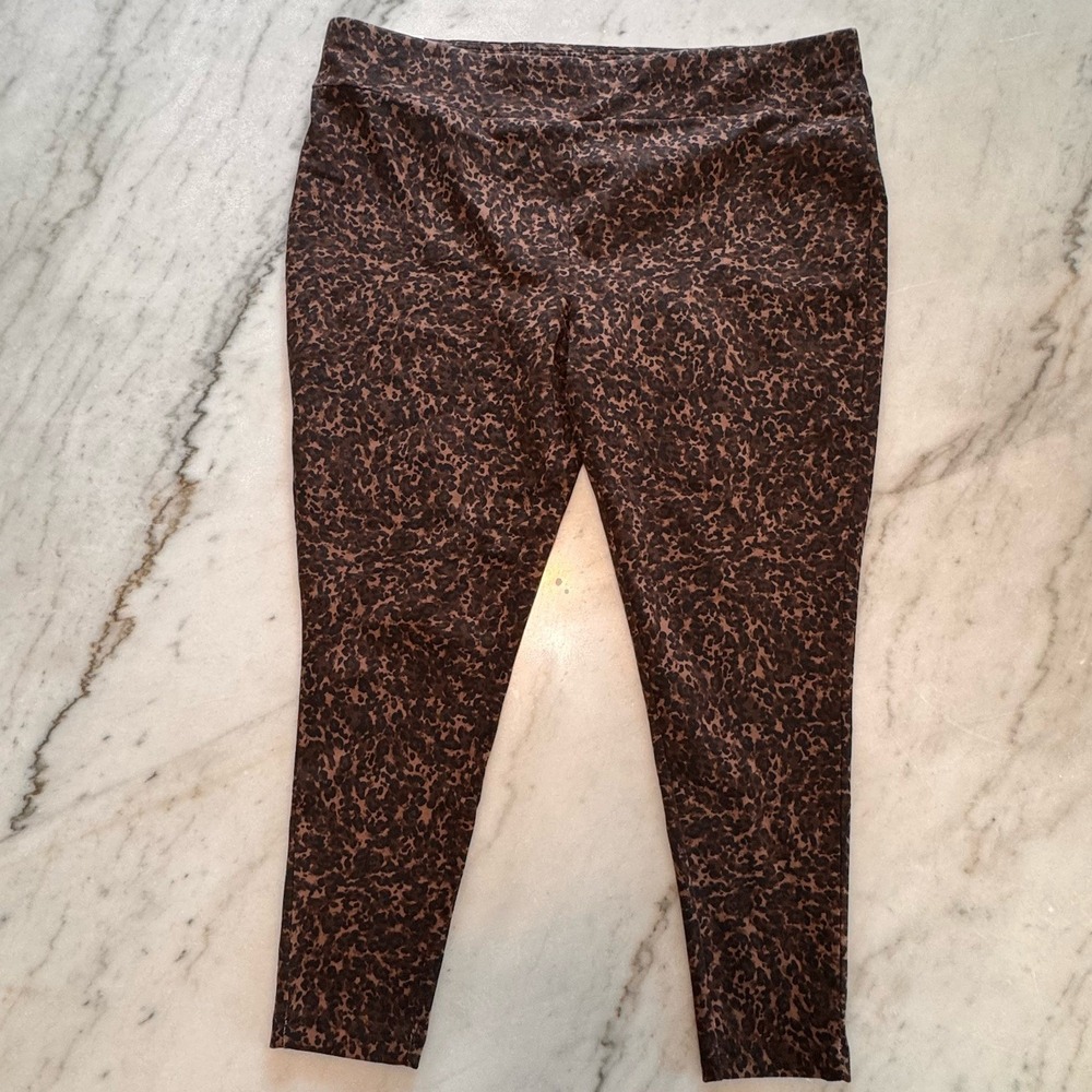 Terra & Sky Women's Plus Size Full Length Leopard Leggings High Rise 3X 24W-26W